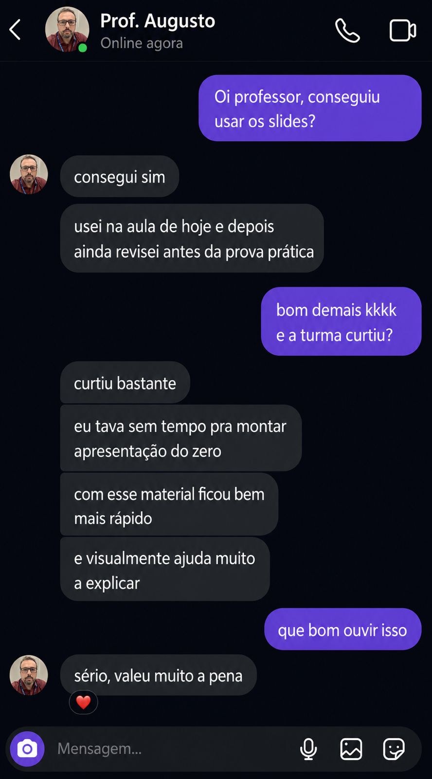 Depoimento de professor(a)