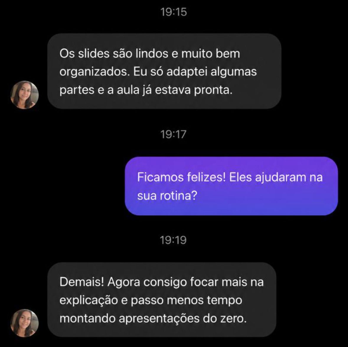 Depoimento de professora sobre os slides de física