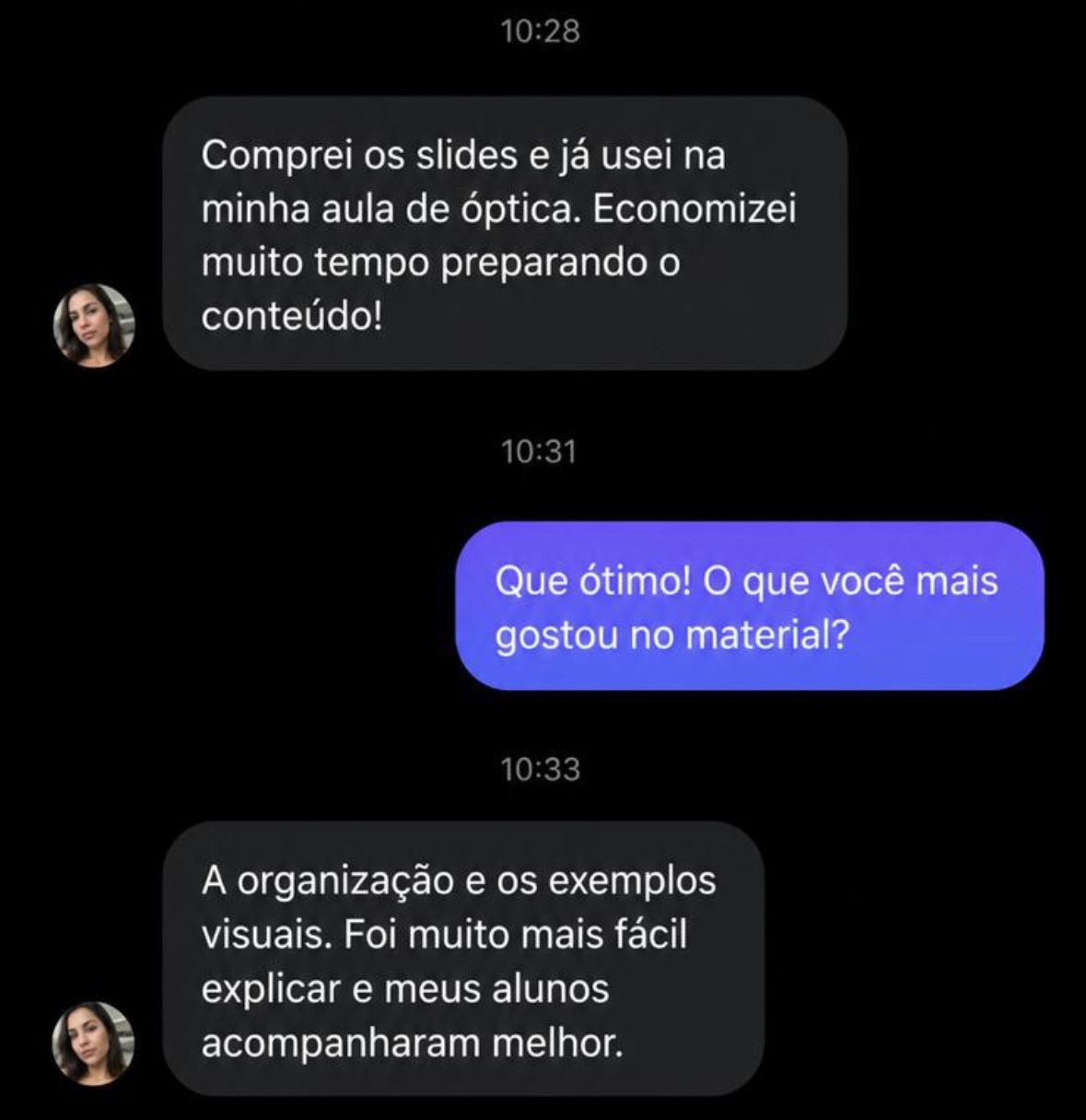 Depoimento de professora sobre os slides de física